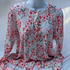 Women's  lightweight, floral cardigan.